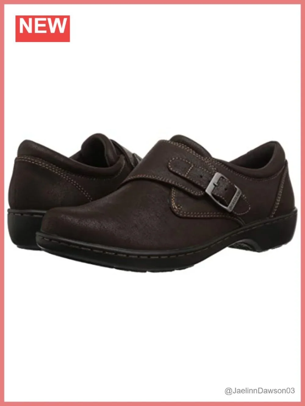 Women's Synthetic Memory Foam Loafer, Buckle Strap, Round Toe, Lightweight